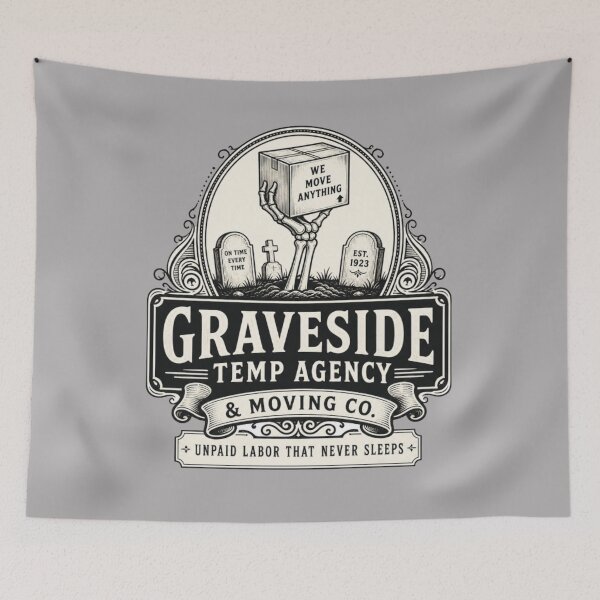 Item preview, Graveside Temp Agency and Moving Co - Necromancer DND RPG Meme designed and sold by Dice_Goblin_Studio.