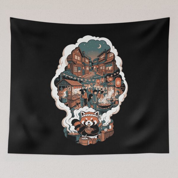 Item preview, Red Panda Ramen Chef Japanese Night Market Yatai Street Food Aesthetic designed and sold by mood-draftsman.