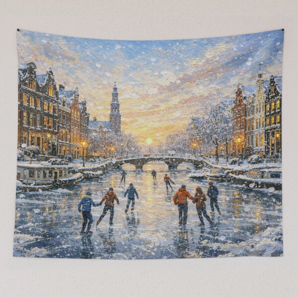 Item preview, Amsterdam in the Netherlands painting – a winter scene in this beautiful European place. designed and sold by GalleryKauffeld.