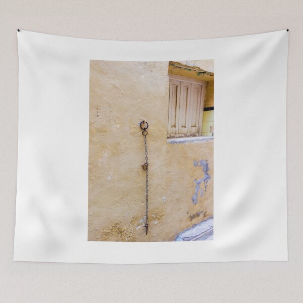 Item preview, Rustic Wall with Chain Beside Aged Window in Vintage Architectural Style designed and sold by Nmallia.