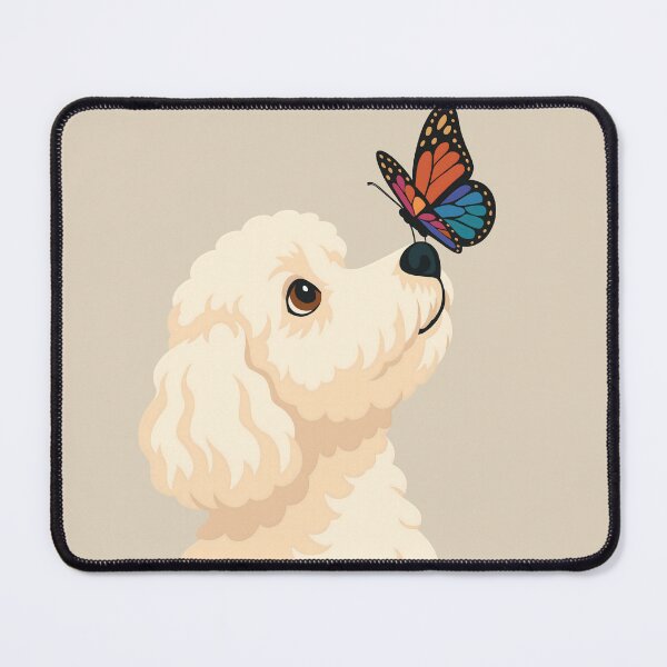 Item preview, Cute Maltipoo with Butterfly | Whimsical Dog Illustration designed and sold by ZanyPaintbrush.