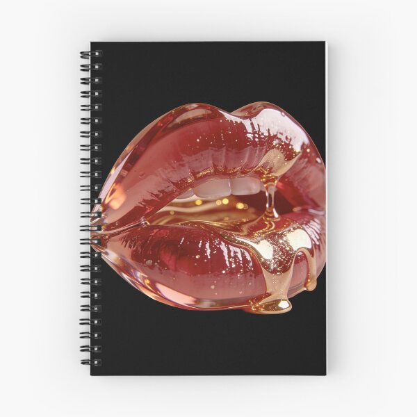 Item preview, 3D Glossy Red Lips Dripping Liquid Gold Makeup Artwork designed and sold by OksArtStudio.