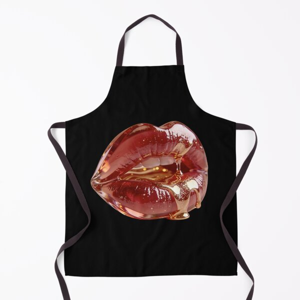 Item preview, 3D Glossy Red Lips Dripping Liquid Gold Makeup Artwork designed and sold by OksArtStudio.