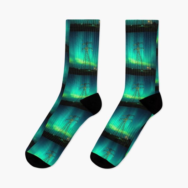 Item preview, Aurora Borealis Pylon Night Sky Landscape designed and sold by Pylon-Bureau.