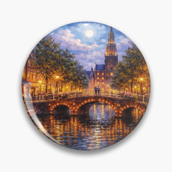 Item preview, Amsterdam by night painting, the Netherlands – A Beautiful place in Europe. designed and sold by GalleryKauffeld.