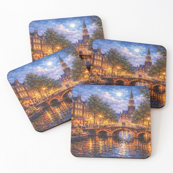 Item preview, Amsterdam by night painting, the Netherlands – A Beautiful place in Europe. designed and sold by GalleryKauffeld.
