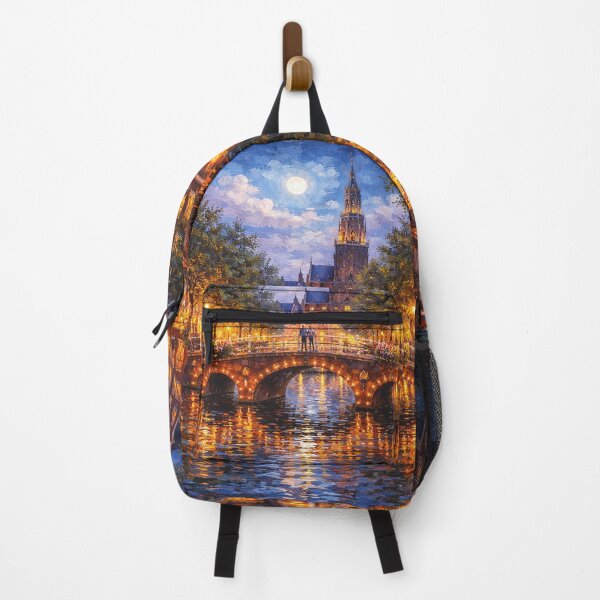Item preview, Amsterdam by night painting, the Netherlands – A Beautiful place in Europe. designed and sold by GalleryKauffeld.