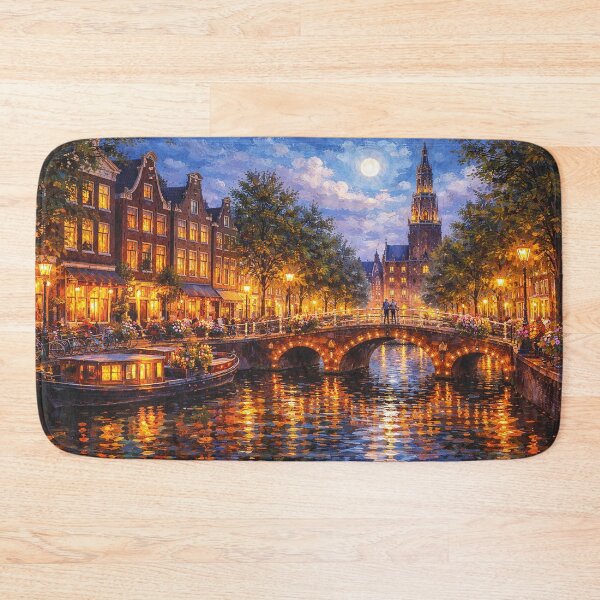 Item preview, Amsterdam by night painting, the Netherlands – A Beautiful place in Europe. designed and sold by GalleryKauffeld.