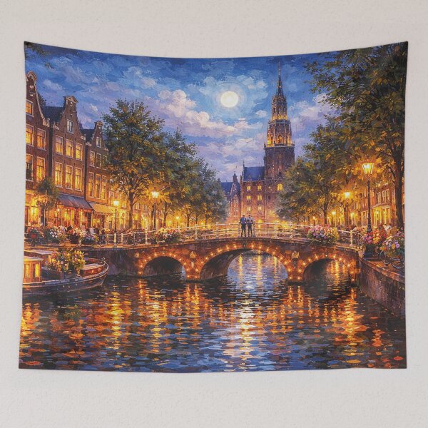 Item preview, Amsterdam by night painting, the Netherlands – A Beautiful place in Europe. designed and sold by GalleryKauffeld.