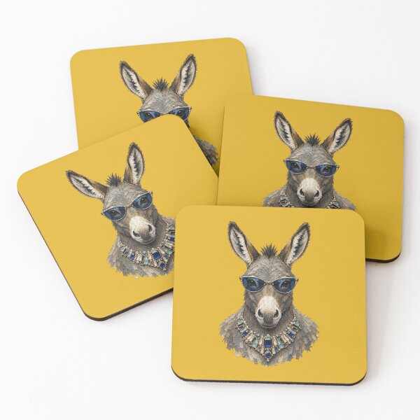 Item preview, Sassy Donkey with Blue Sunglasses and Jeweled Necklace - Funny Farm Animal designed and sold by sportfantees.