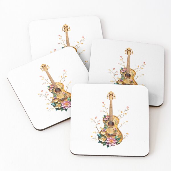 Item preview, Botanical Guitar Art with Flowers and Leaves designed and sold by Marcu Ioachim.