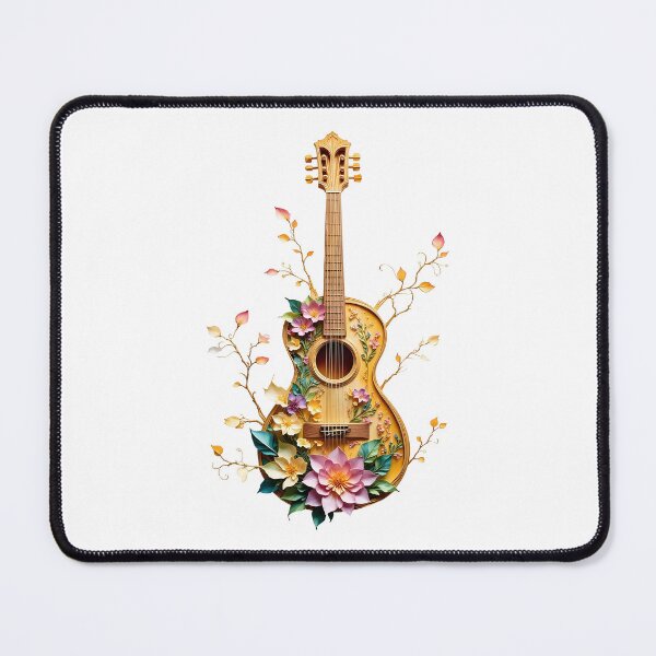 Item preview, Botanical Guitar Art with Flowers and Leaves designed and sold by Marcu Ioachim.