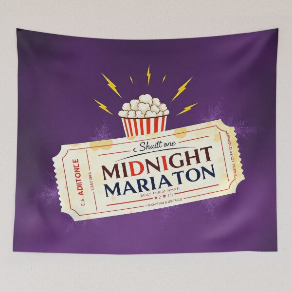 Item preview, Midnight Movie Marathon Vintage Cinema Ticket Art designed and sold by Cine8.
