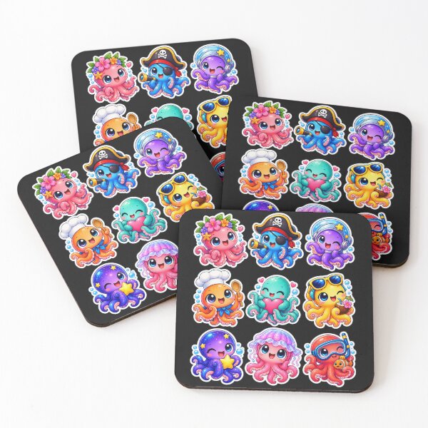 Item preview, Cute Kawaii Octopus Stickers Pack of 9 designed and sold by KrishAuraa.