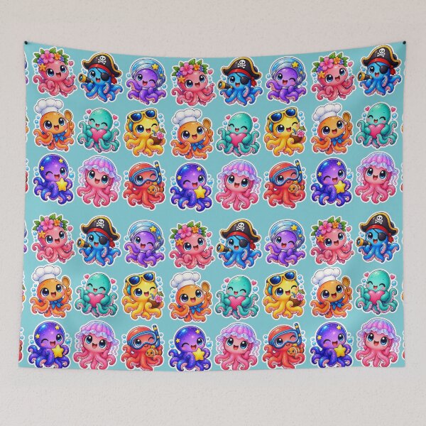 Item preview, Cute Kawaii Octopus Stickers Pack of 9 designed and sold by KrishAuraa.