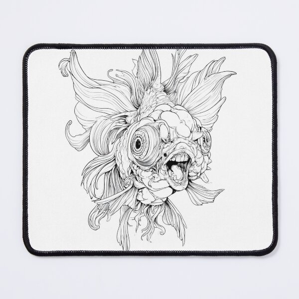 Item preview, Surreal Goldfish Line Art Illustration designed and sold by SiralyInk.