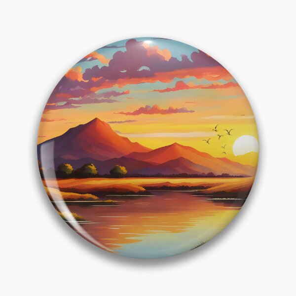 Item preview, Sunset Over Mountain River designed and sold by SolenLumens.
