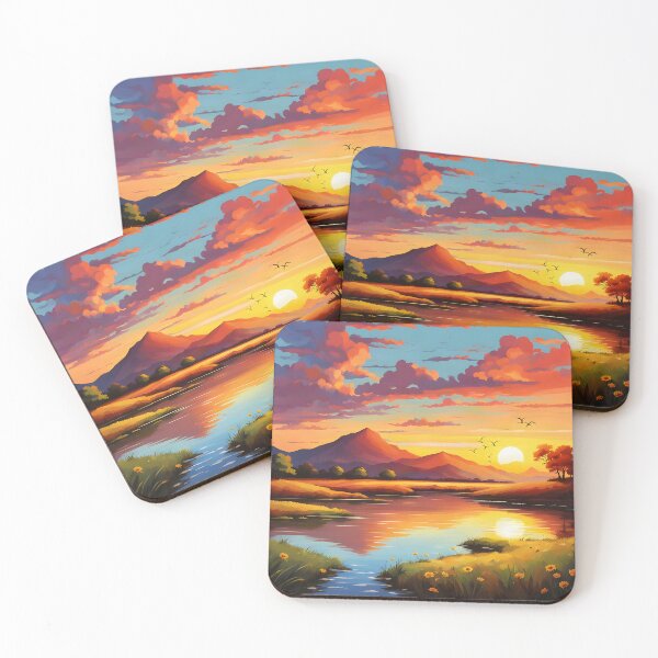 Item preview, Sunset Over Mountain River designed and sold by SolenLumens.