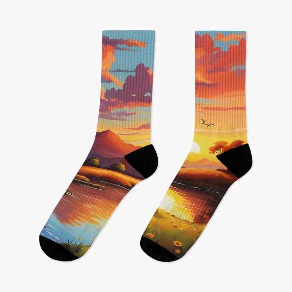 Item preview, Sunset Over Mountain River designed and sold by SolenLumens.