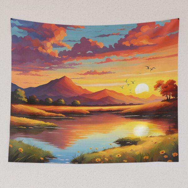 Item preview, Sunset Over Mountain River designed and sold by SolenLumens.