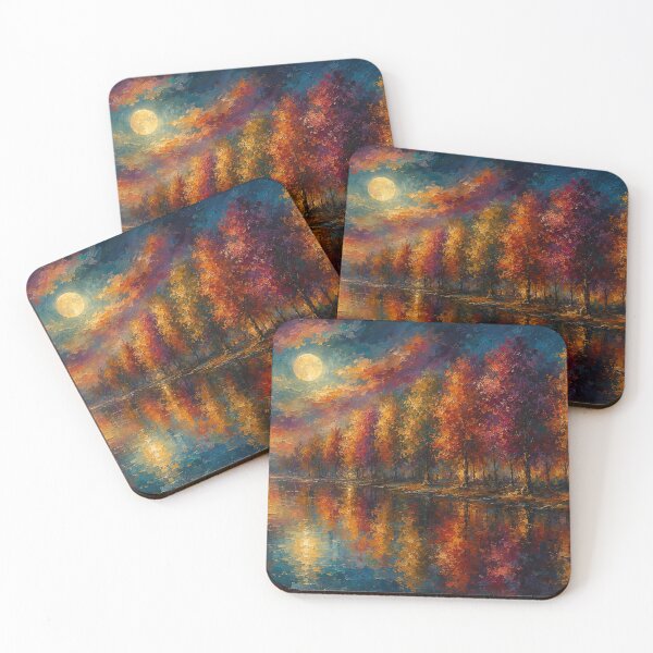 Item preview, Full Moon Autumn Forest - Fall Landscape Art designed and sold by Joey Santiago.
