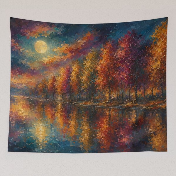 Item preview, Full Moon Autumn Forest - Fall Landscape Art designed and sold by Joey Santiago.