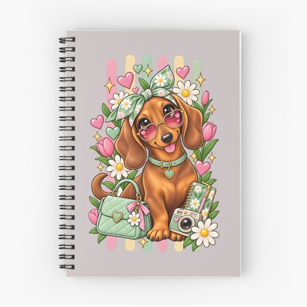 Item preview, Cute Coquette Dachshund with Flowers and Pink Sunglasses  Etiqueta principal: designed and sold by AnyMar2023.