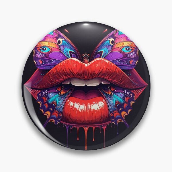 Item preview, Surreal Butterfly Lips Colorful Wings Dripping Paint Art designed and sold by OksArtStudio.