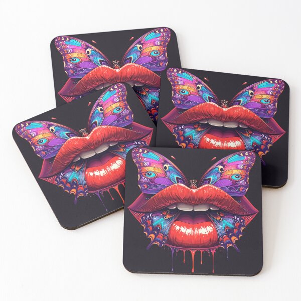 Item preview, Surreal Butterfly Lips Colorful Wings Dripping Paint Art designed and sold by OksArtStudio.