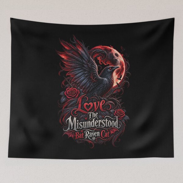 Item preview, Love The Misunderstood Bat Raven Cat, Dark Fantasy Art, Gothic Aesthetic, Witchcore, Black Cat Lovers, Vampire Vibes, designed and sold by Crystal-Tree.