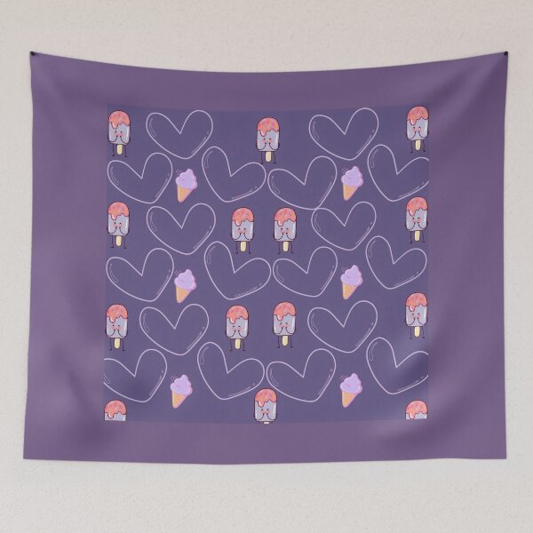 Item preview, Kawaii Ice Cream and Cute Hearts Pattern designed and sold by Azurart2.