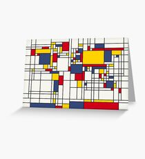 World Map Abstract Mondrian Style Greeting Card