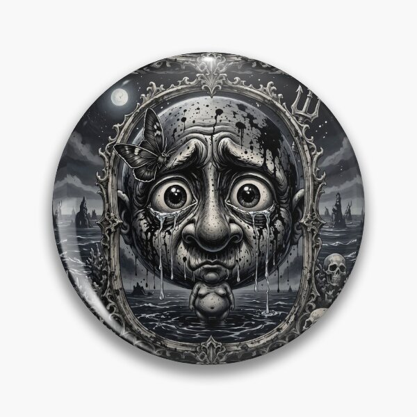 Item preview, Crying Brainy Big Head Surreal Gothic Mirror Ocean Portrait designed and sold by LujziWorld.