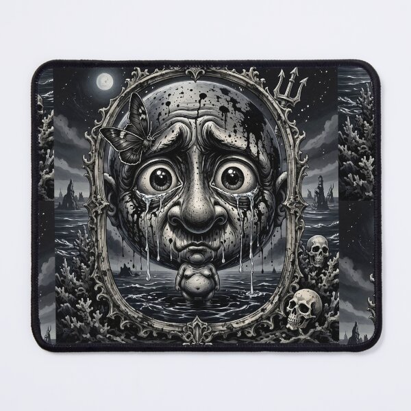 Item preview, Crying Brainy Big Head Surreal Gothic Mirror Ocean Portrait designed and sold by LujziWorld.
