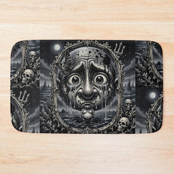 Item preview, Crying Brainy Big Head Surreal Gothic Mirror Ocean Portrait designed and sold by LujziWorld.