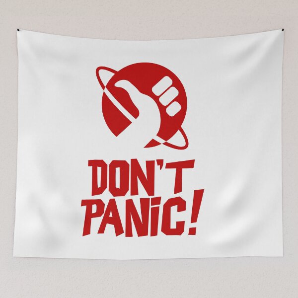 Item preview, DON'T PANIC Hitchhiker's guide to the galaxy logo designed and sold by Mr-Brigzy.