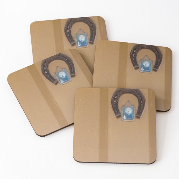 Item preview, Vintage Horseshoe Good Luck Shrine With Small Portrait On Orange Wall designed and sold by Nmallia.