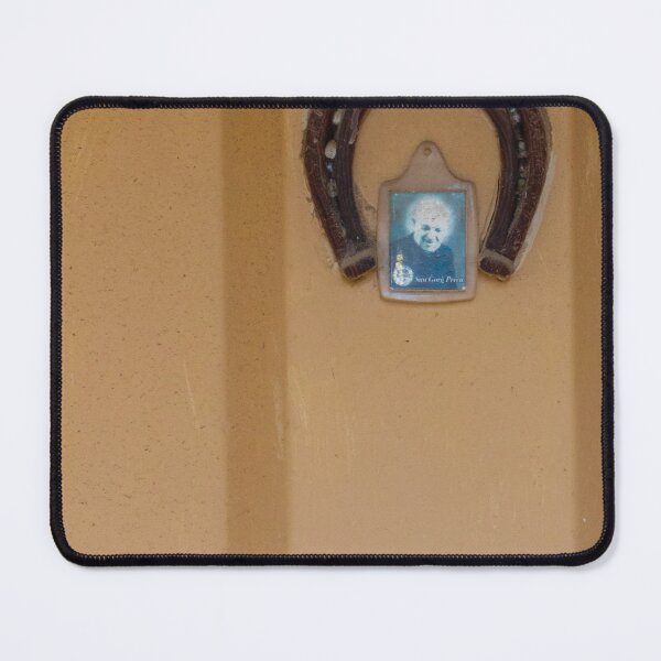Item preview, Vintage Horseshoe Good Luck Shrine With Small Portrait On Orange Wall designed and sold by Nmallia.