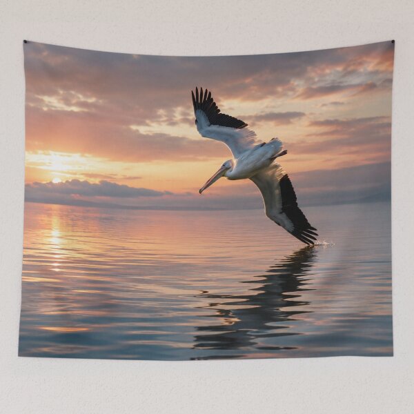 Item preview, Pelican Skimming the Sunset Sea designed and sold by Kimberly Palmer.