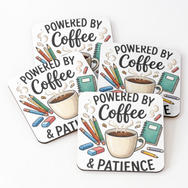 Item preview, Powered by Coffee & Patience — Funny Teacher Coffee Design designed and sold by Tipsy24.
