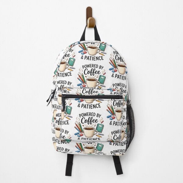 Item preview, Powered by Coffee & Patience — Funny Teacher Coffee Design designed and sold by Tipsy24.