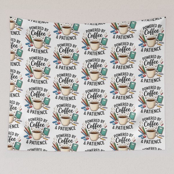 Item preview, Powered by Coffee & Patience — Funny Teacher Coffee Design designed and sold by Tipsy24.