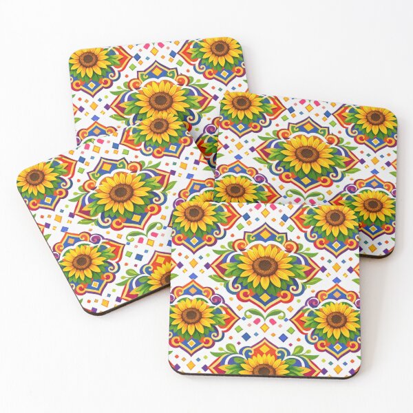 Artikelvorschau, Pastellfarbenes geometrisches Sonnenblumenmuster entworfen und verkauft von hepopatterns.