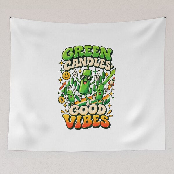 Item preview, Green Candles Good Vibes Trading Design designed and sold by NovaMoodCo.