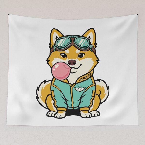 Item preview, Cute Shiba Inu Aviator Pilot Bubble Gum Japanese Streetwear Aesthetic designed and sold by mood-draftsman.