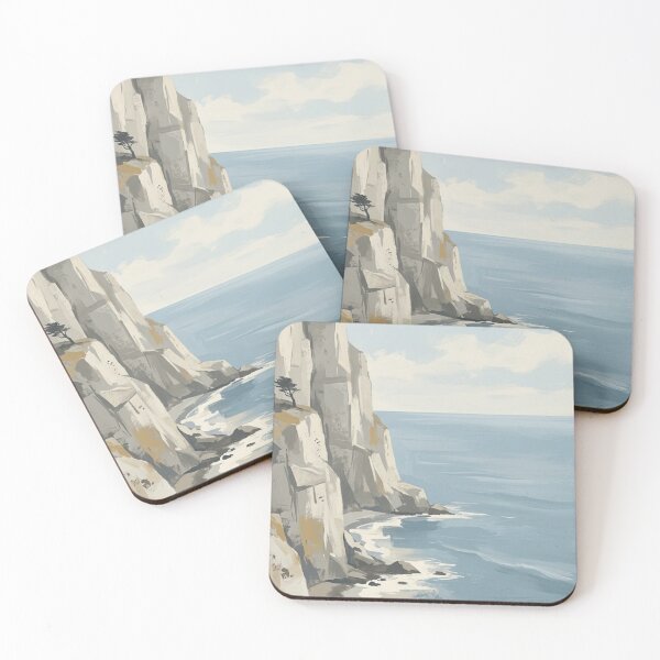 Item preview, Coastal Cliffs – Minimalist Ocean View Landscape Art designed and sold by Zaramodo.