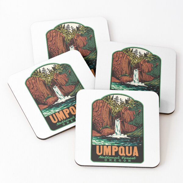 Item preview, Umpqua National Forest Toketee Falls Retro Travel Art designed and sold by HalpinDesign.