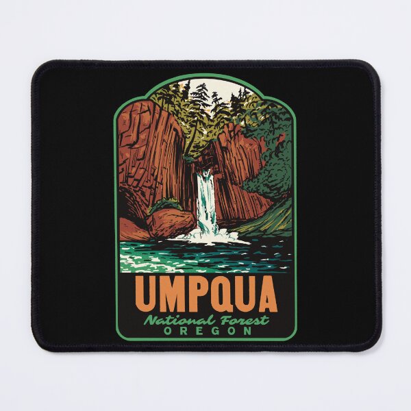Item preview, Umpqua National Forest Toketee Falls Retro Travel Art designed and sold by HalpinDesign.
