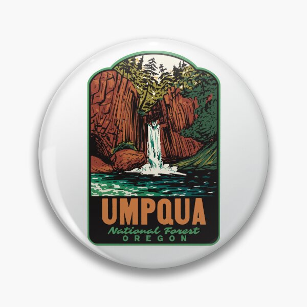Item preview, Umpqua National Forest Toketee Falls Retro Travel Art designed and sold by HalpinDesign.
