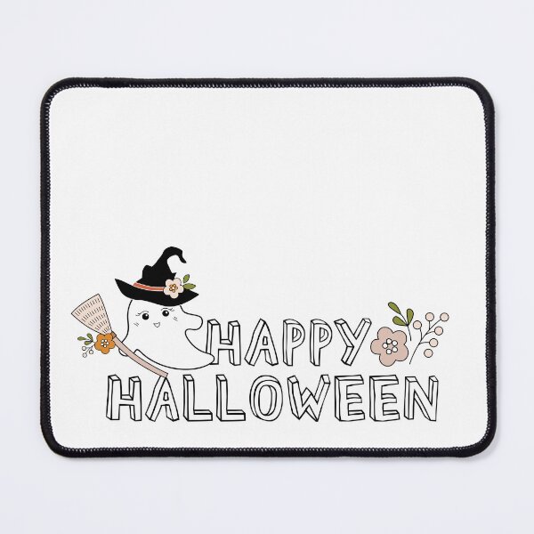 Item preview, Happy Halloween Cute Ghost Witch with Broom Floral Spooky Design designed and sold by storieslanguage.